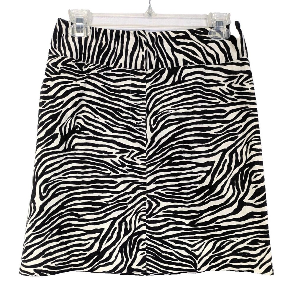 Bandolino Zebra Print Mini Skirt Womens Size 4 Cotton Stretch Black White